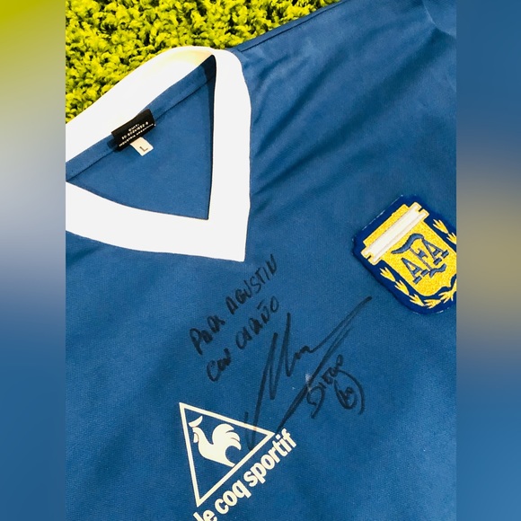 1986 World Cup Argentina Away Jersey Signed By Maradona - Picture 5 of 11
